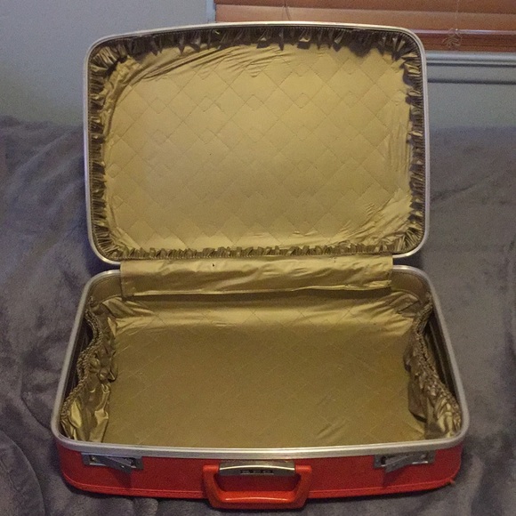 3-Piece 1970’s Vintage Orange Travel Luggage Set - Picture 4 of 7
